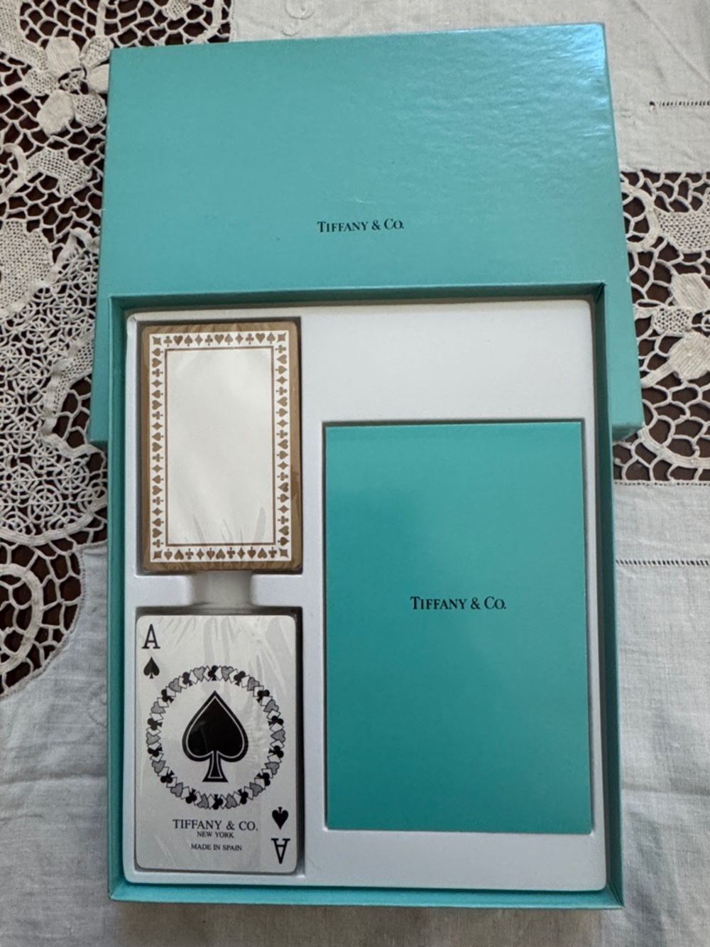 Tiffany & Co. Bridge Playing Card and Box Set in Robin's Egg Blue and Gold